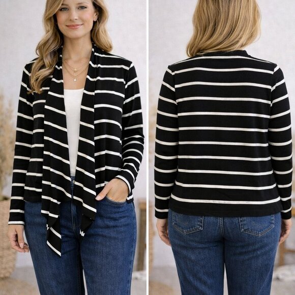 malloy Sweaters - Malloy Black & White Cardigan Medium
